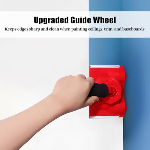 Paint Edge Trimmer Plus 4 Replace Pads, Paint Pad Applicator, Corner Walls and Ceilings Pad Painter, Edge Painting Tool with Painter's Pad Refills for Baseboards, Windows, Doors - size: 4 Pads