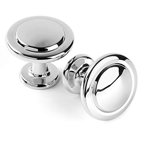 KOOFIZO 10 Pack Polished Chrome Cabinet Knobs Pull Round Single Hole 1960 - color: Polished Chrome, size: Knob 1 - 10Pcs, style: Round