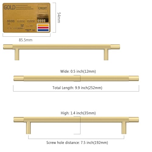 Amerdeco 10 Pack Brushed Gold Knurled Cabinet Pulls 7.5 Inch Hole Centers Kitchen Cabinet Handles Hardware Kitchen Handles for Cabinets Handles IH0006… - color: Brushed Gold, size: 7.5"/192MM Hole Center