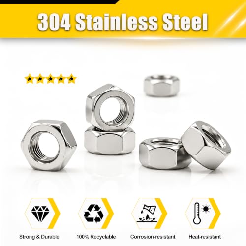 1/2-13 UNC Hex Nuts 25Pcs 304 Stainless Steel A2-70 Rustproof - size: 1/2-13