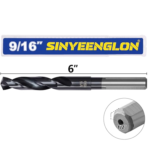9/16 Drill Bit for Metal and Hardened Steel, M35 Cobalt 1/2 Inch Reduced Shank Industrial Grade Heavy Duty Drill Bit, with Index Storage Case - size: 9/16 in
