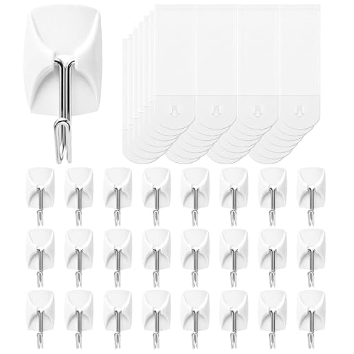 JulyWind 25 pcs Small wall Hooks for Hanging, Heavy Duty Towel Hanger for Bathroom with 28 no Damage Adhesive Removable Strips, Dorm Essentials forwreath,hat,Coat