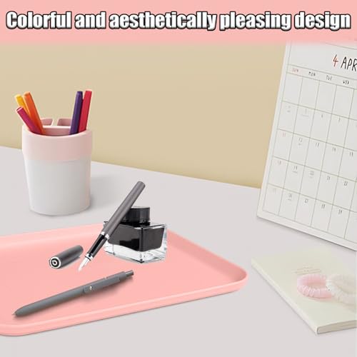 Plastic Serving Trays, 12 Pack Cafeteria Trays Plastic Fast Food Tray for DIY Projects, Painting, Beads, Organizing Supply, 9.4 X 6.7 X 0.6 Inches (Light Pink) - color: Light Pink