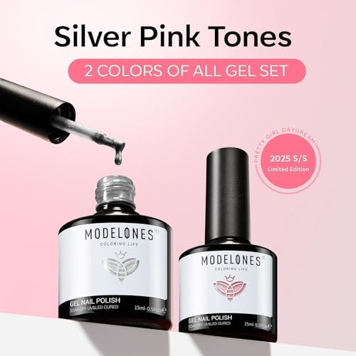 modelones Heart Cat Eye Gel Nail Polish, 2 PCS 15ML Pink Sliver - color: A3-classic cat eye