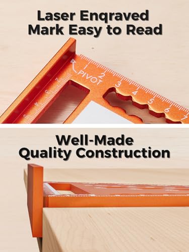 Mecurate 18cm Metric Rafter Square with Drill Gauges & 2-in-1 Pencil - size: 7 Inch