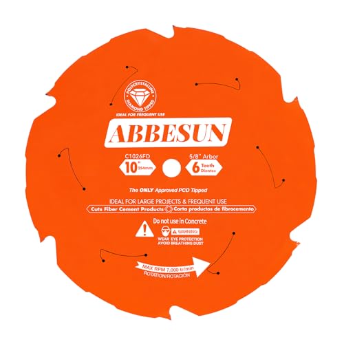 1 Pack 10 Inch 6T PCD Tipped Hardie Blade Fiber Cement Circular Saw Blade - size: 10" 6T (1 Pack)