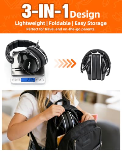 ZOHAN 032 Kids Noise Canceling Headphones - 25dB NRR Kids Ear Protection Earmuffs for School, Monster Jam, Fireworks, Travel, Air Show, Concert, Autism - Black - color: 1pack - Black