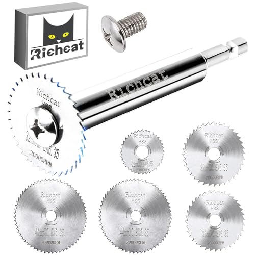 Richcat PVC Pipe Inside Cutter,Inside Pipe Cutter,Internal Plastic Pipe Cutter,Plumbing Internal Plastic ABS Pipe Cutter Set,1/4" Hex Shank,High Speed Steel, for Plastic/PVC/Wood/Soft Metal - size: 1/4" Hex Shank (5 Saw Blades)