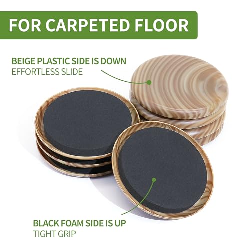 Furniture Sliders for Carpet 8 PCS - 3 1/2" Beige Coffee - size: 8 PCS 3 1/2 inch Beige Coffee
