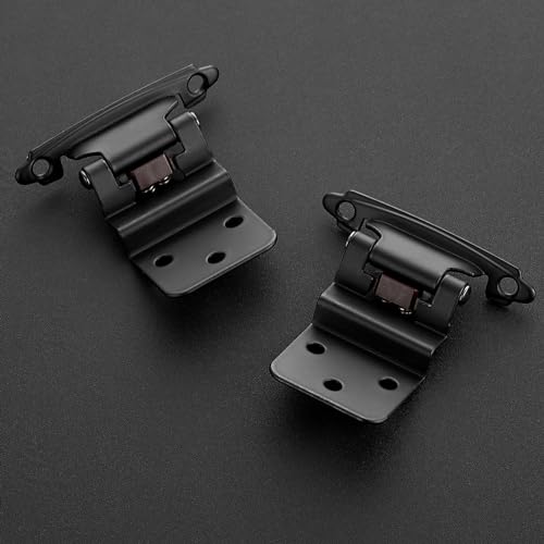 30 Pack 15 Pair Black Cabinet Hinges, 3/8" Inset Semi-Concealed Hinges - color: Black, size: 3/8" Inset