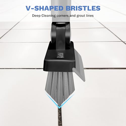 SetSail Grout Cleaner Brush with Long Handle, V-Shaped Floor Brush, Black - color: Black Grey