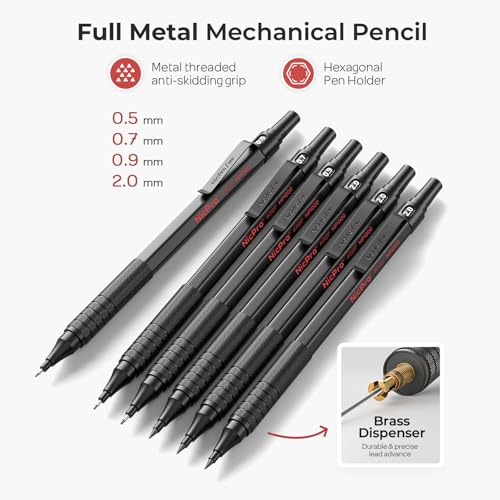 Nicpro 30PCS Black Metal Mechanical Pencil Set in Leather Case - color: Black