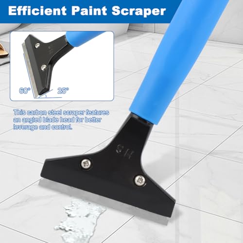 Heavy Duty Floor Scraper, 4" Wide Razor Blade with 48" Long Handle