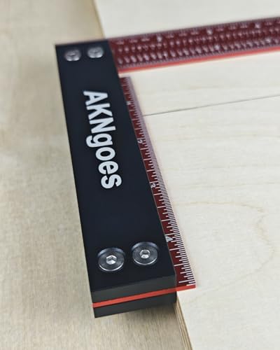 Precision Woodworking Square Ruler for Measuring and Marking, Square Ruler with Support Lip, Self Standing for Quick Measurement, Framing Tool for Professional Carpentry Use - 12 Inch