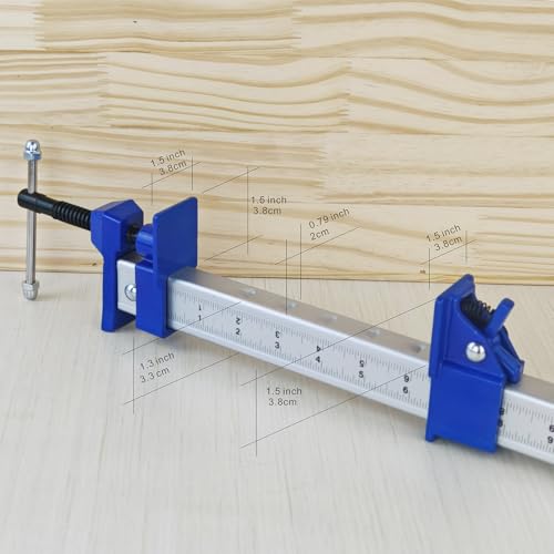 FEIRONG 36 Inch Bar Clamps (2 Pack) - 330LB Capacity, Dual-Scale Ruler (Inch & CM) & 90° Angled Jaws for Woodworking, Cabinet Installation, DIY Projects (Blue) - size: Blue 36-inch 2 Pack
