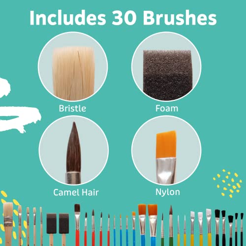 Artlicious Craft Paint Brushes Set for Kids, Acrylic Painting, 30 Pack - style: 30 Pack