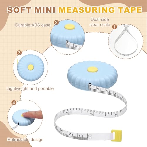 HARFINGTON 2Pcs Soft Tape Measure 79" Double Scale Retractable Mini Cartoon Measuring Tape Cute Tape Measurer for Sewing Craft Cloth Fabric Tailor Weight Loss Body Measurements, Blue - color: Blue