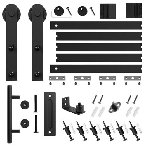 SMARTSTANDARD 6.8 FT Heavy Duty Sturdy Sliding Barn Door Hardware Kit,Black - size: 6.8 Feet