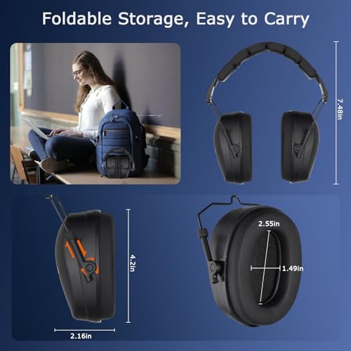 Safety Earmuffs for Ear Protection SNR 29 dB Noise Cancelling Ear muff Shooting Hunting Construction Noise Reduction - color: Black