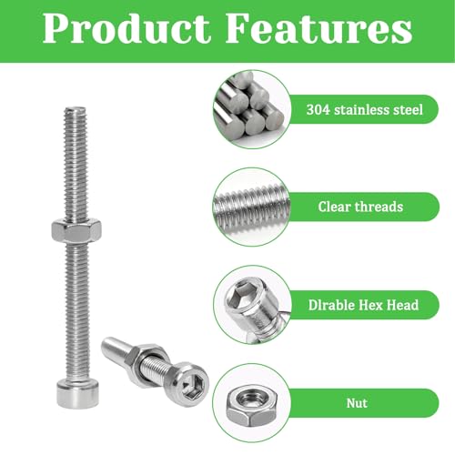 140 Pcs M3 x 35mm Socket Head Cap Screws Metric, Allen Socket Drive, 304 Stainless Steel, Full Thread, Bright Finish, Machine Thread - size: M3 x 35-140Pcs