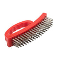 Steelman Wire Brush for Mechanics and Painters, Stainless Steel Bristles Remove Rust, Paint, and Debris, Contour Grip Handle, 6.5-inches - color: Red