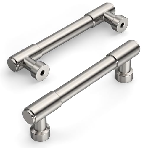 Amerdeco 10 Pack Brushed Satin Nickel Cabinet Pulls 3.75 Inch(96mm) Hole Center Drawer Pulls Cabinet Hardware Kitchen Cabinet Handles for Bathroom ZH0075 - color: Brushed Satin Nickel, size: 3.75"/96MM Hole Center