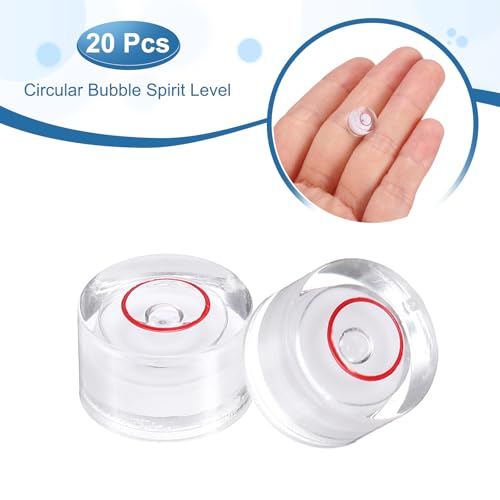 HARFINGTON 20pcs Circular Bubble Spirit Level 10x6mm Mini Round Bubble Spirit Level Little Measuring Layout Tools for TV Industrial Carpentry Picture Frame, White/Red - color: White/Red, size: 10x6mm