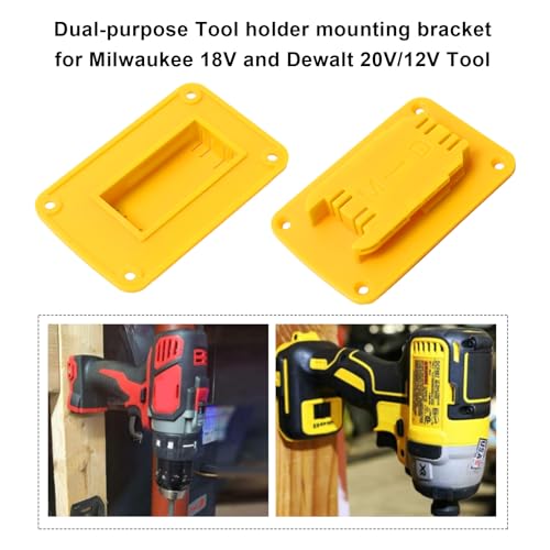 20pas Tool Holders and Battery Holder for Dewalt 20v Wall Mount Hanger Battery Drill Tool Storage Shelf for Milwaukee M18(Yellow) - color: Yellow