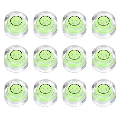 HARFINGTON 12pcs Circular Bubble Spirit Level 10x6mm Mini Round Bubble Spirit Level Little Measuring Layout Tools for TV Industrial Carpentry Picture Frame, Green/Black - color: Green/Black, size: 10x6mm
