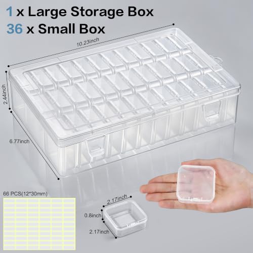 Bead Organizer Box, 36-Pcs Mini Clear Bead Storage with Lid, 1 Pack - color: 1 Pack
