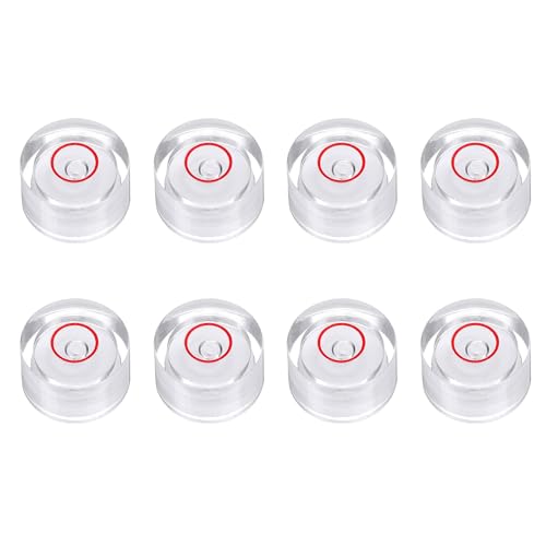 HARFINGTON 8pcs Circular Bubble Spirit Level 14x8mm Mini Round Bubble Spirit Level Little Measuring Layout Tools for TV Industrial Carpentry Picture Frame, White/Red - color: White/Red, size: 14x8mm