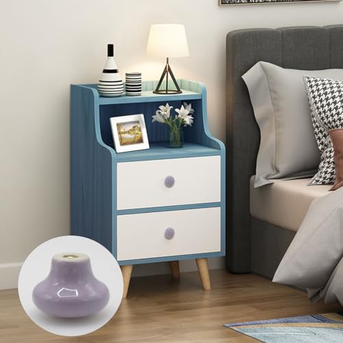 10-Pack Ceramic Cabinet Knobss Light Purple 32mm Round Drawer Pull - color: Purple