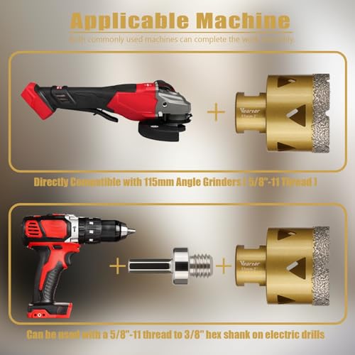 1/4''-4'' 17PCS Diamond Hole Saw Kit for Tile, 5/8"-11 Thread