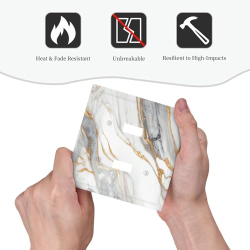 White Gray Gold Marble Light Switch Cover Decorative Wall Plate - color: 2 Gang Double Toggle