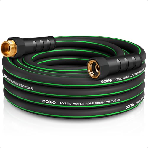 Heavy Duty Garden Hose 20ft, NON-EXPANDABLE Flexible Water Hose, Kink Resistant Lightweight Hybrid Hose, Leakproof Hose Male to Female Fittings - color: Black+Green, size: 20ft