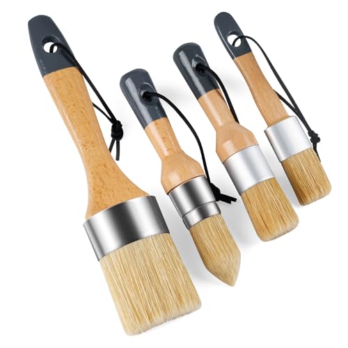 Mister Rui Chalk Wax Paint Brush 4 pcs, Large Wax Brush for Furniture - size: 4PCS, 1 Medium, 3 Small