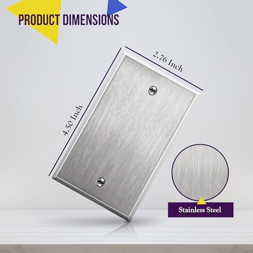 ENERLITES Blank Metal Wall Plate, 1-Gang, Stainless Steel, 10 Pack - color: Stainless Steel, size: 1 Gang - Standard