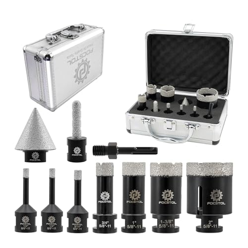 Diamond Core Drill Bit Set - FOCSTOL 10pcs (6/6/8/19/25/35/51mm+10mm Finger Bit+35mm Beveling Chamfer Bit+SDS Adapter) Diamond Hole Saw Kit for Porcelain Ceramic Tile Marble Granite - size: KIT2
