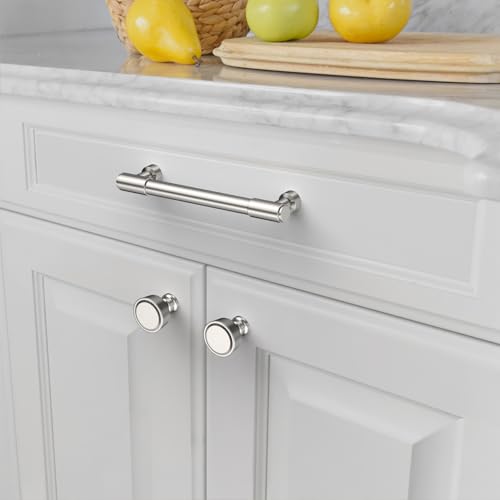 Amerdeco 10 Pack Brushed Satin Nickel Cabinet Pulls 5 Inch(128mm) Hole Center Drawer Pulls Cabinet Hardware Kitchen Cabinet Handles for Bathroom ZH0075 - color: Brushed Satin Nickel, size: 5"/128MM Hole Center