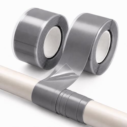 Self Fusing Silicone Tape Waterproof Rescue Tape 2 Rolls 1 Inch x 10 Feet - color: Grey