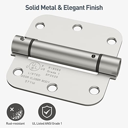 HOSOM Self Closing Door Hinges 3.5 Inch,Spring Loaded Hinges - color: Brushed Nickel, size: 3.5" 1 Pack