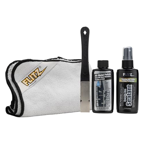Flitz Knife Restoration Kit - USA-Made All-in-One Knife Cleaner & Restoration Tools - Includes 1.76oz Polish, 1.7oz Ceramic Sealant, Diamond Sharpener, & Microfiber Cloth - Rust Remover for Knives