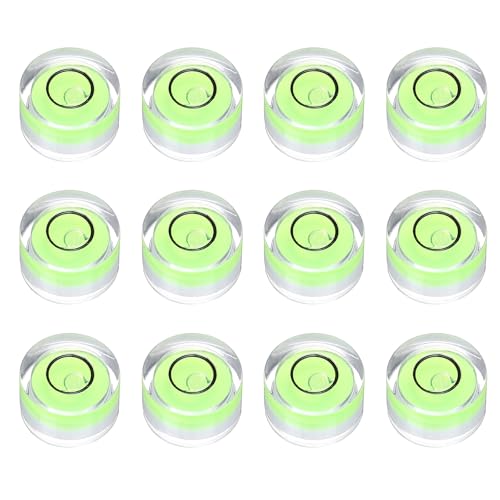 HARFINGTON 12pcs Circular Bubble Spirit Level 12x7mm Mini Round Bubble Spirit Level Little Measuring Layout Tools for TV Industrial Carpentry Picture Frame, Green/Black - color: Green/Black, size: 12x7mm