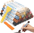 30+2P Wood Filler Sticks, 30 Colos Wood Filler Putty Wax Crayons Furniture Repair Kit Putty Stick for Baseboard Cabinets Furniture Floors(with 2 Scrapers)