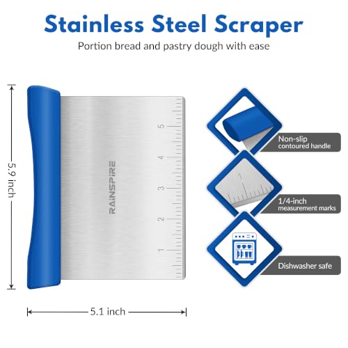 Multi-Purpose Stainless Steel Bench Scraper Dough Blender & Pastry Cutter - color: Dark Blue