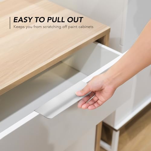 Brushed Nickel Cabinet Handles Finger Edge Pulls 4.75 Inch CC 10 Pack - color: Silver, size: 120mm/4.72" Overall Length