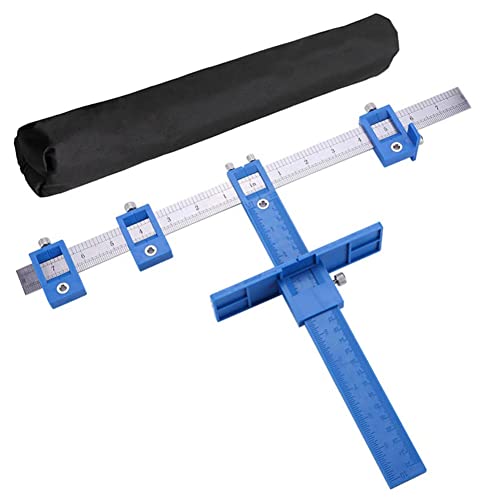 Joywayus Drill Punch Locator Cabinet Hardware Jig Template Woodworking Accurate Drilling Tool Father's Day Gift - color: Blue-abs