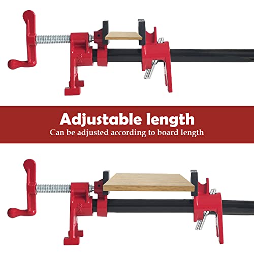Sutekus 2Pack Pipe Clamps 3/4 Inch Wood Gluing Pipe Clamp Set with H-shaped Feet Bar Clamps Heavy Duty Woodworking Cast Iron Clamp Fixture (3/4 Inch)
