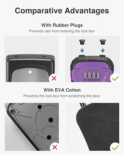 Puroma Key Lock Box for House Keys Combination Lockbox with Code, 1 Purple - color: Purple