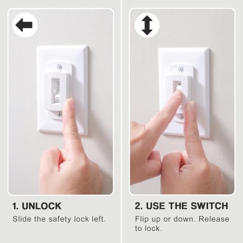Light Switch Cover Guard (6 Pack, Toggle) – Child Proof Light Switch Lock & Switch Guard – Prevents Kids from Turning Lights On/Off – Easy Install Wall Switch Protector, White